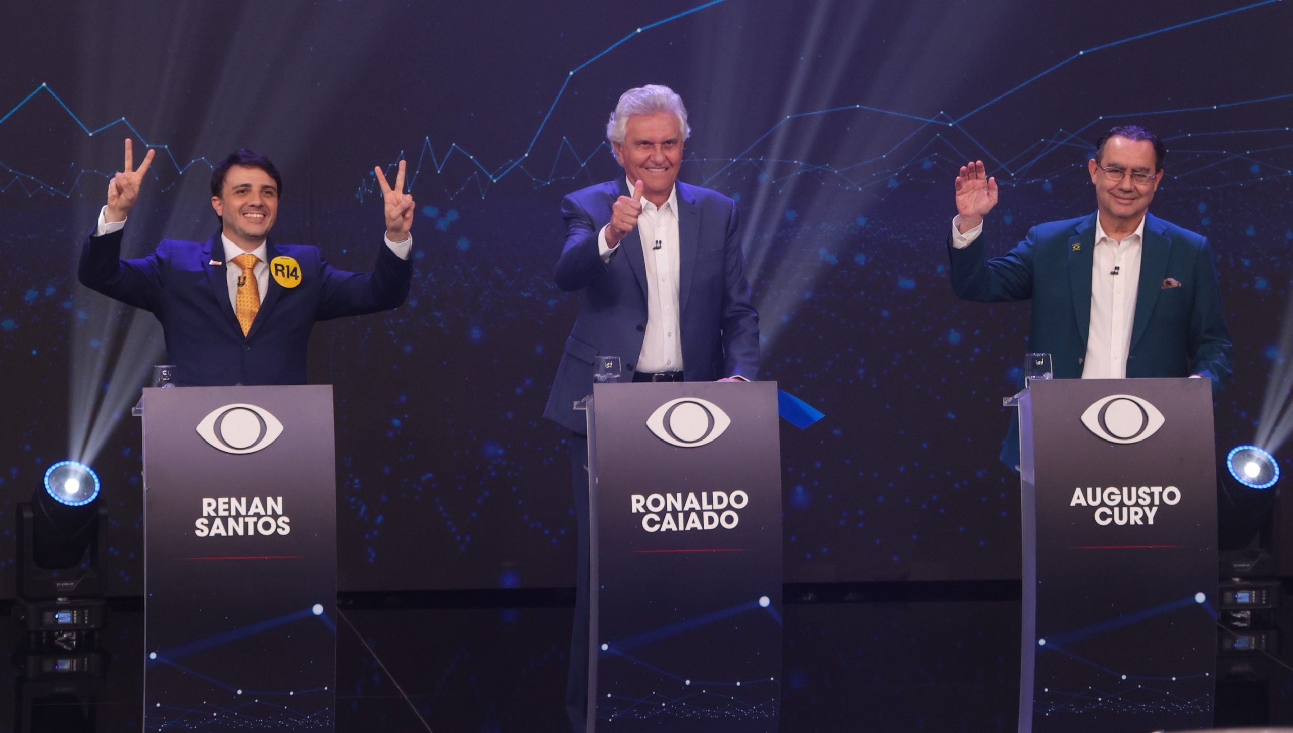 Renan domina primeiro debate com ataques, Caiado se escora em Goiás e Cury prega 'pacificação'